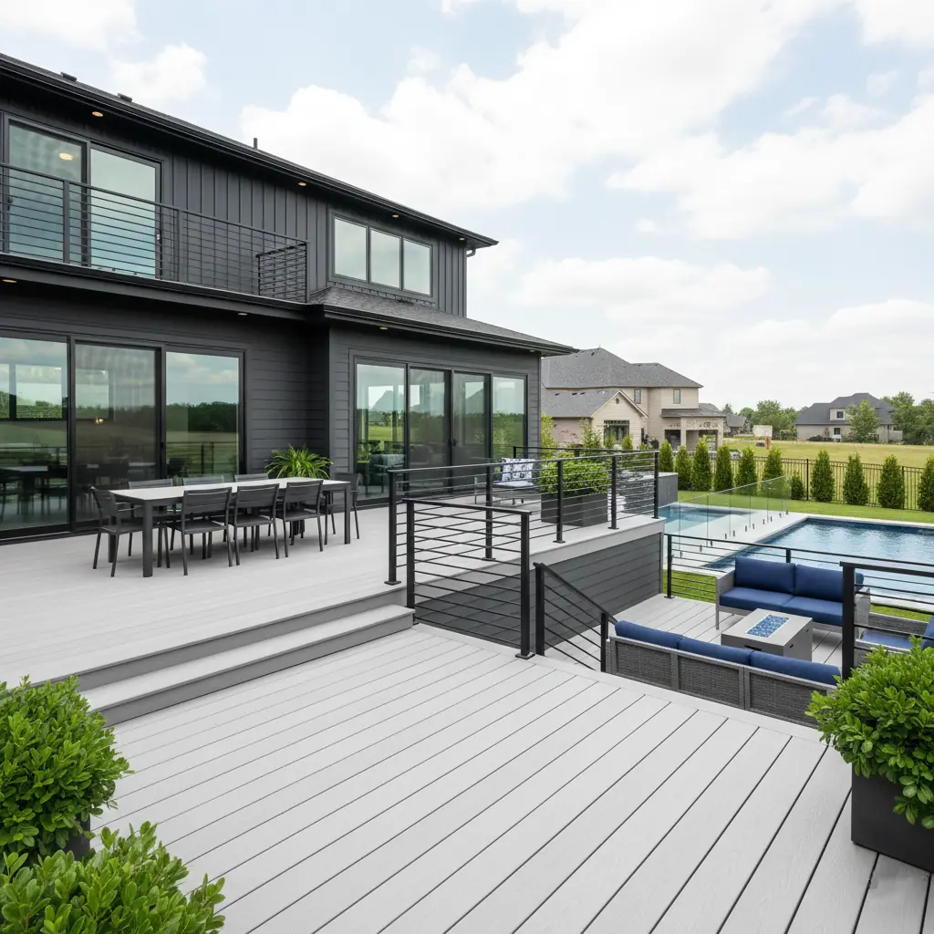 composite deck at the back of a nice house