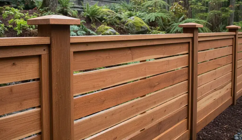 cedar fencing up close