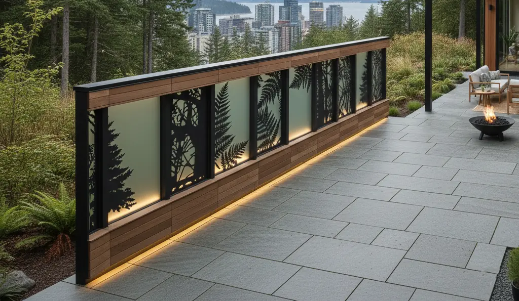 fancy privacy wall in backyard